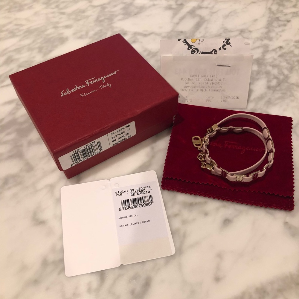 Ferragamo varini double wrap vara leather bracelet